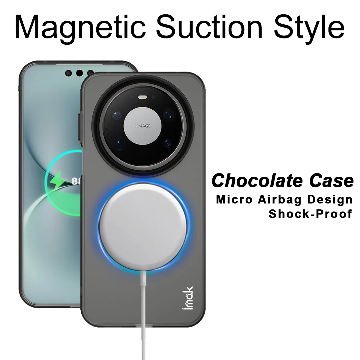 Imak Chocolate Funda para Huawei Mate80 / Mate 80 Pro Max, marco de TPU + cubierta magnética de placa dura PET