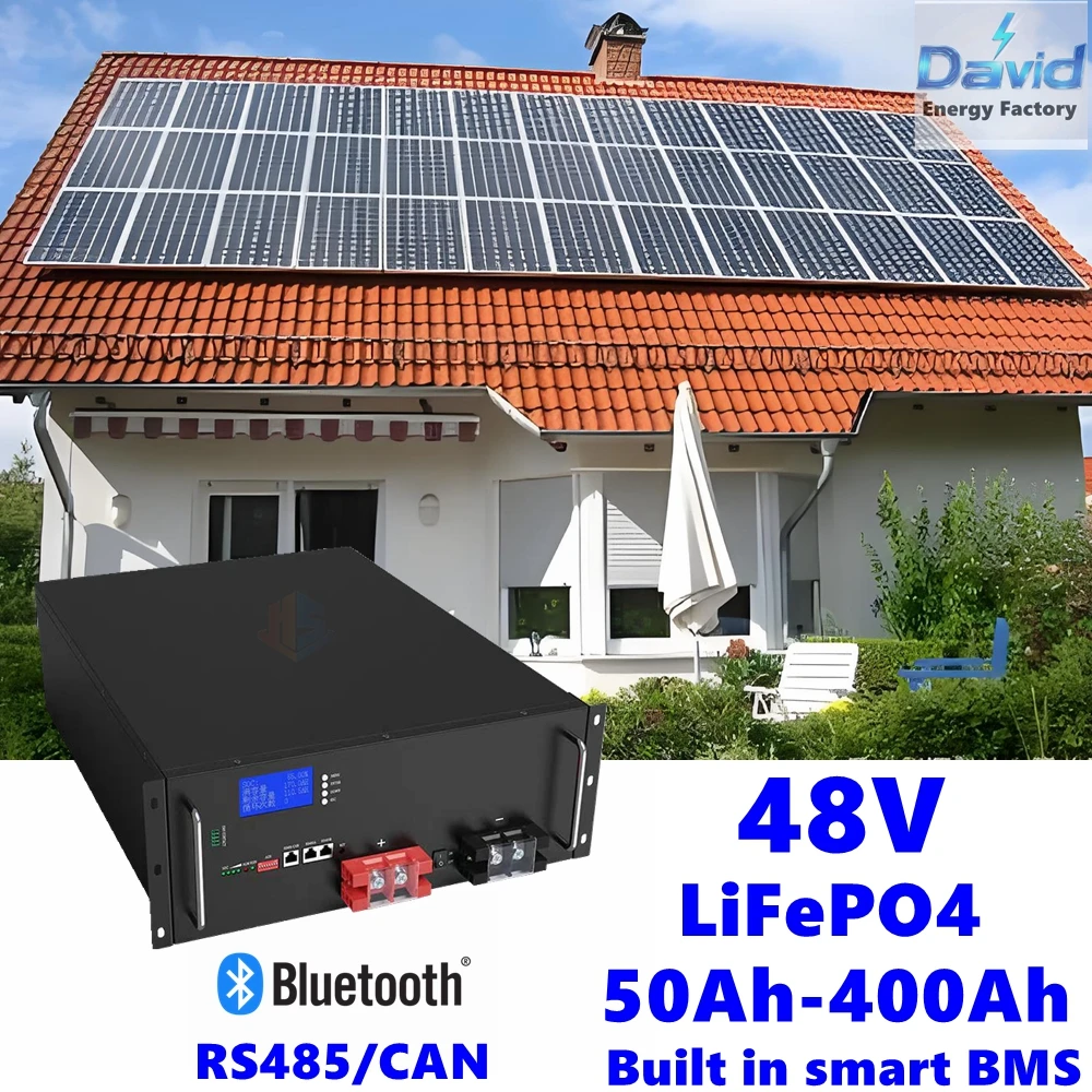 

5 кВт 10 кВт перезаряжаемая батарея LiFePO4 48 В 100 Ач-400 Ач RS485 CAN для инвертора солнечной энергии База для хранения фотоэлектрики