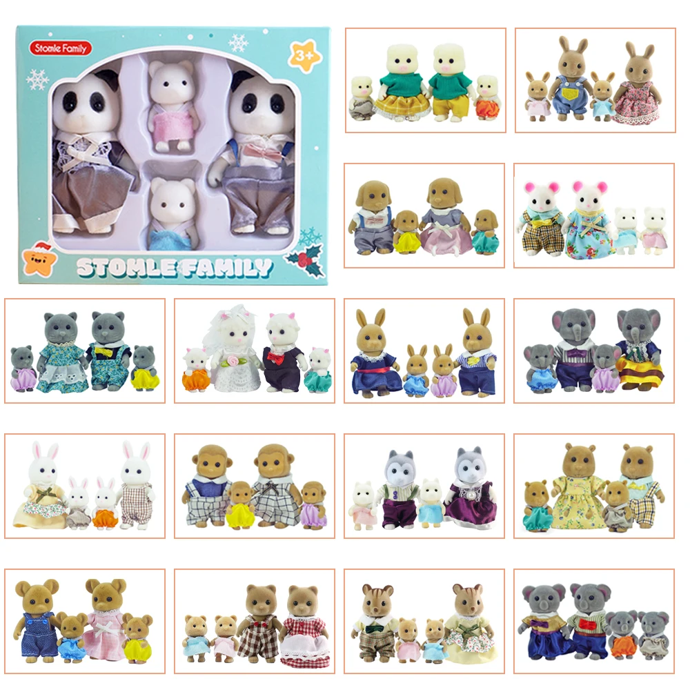 Box Verpackung Wald Familie Rentier Hase Panda Tier Simulation Puppenhaus Spielset Spielhaus Spielzeug Zubehör Weihnachtsgeschenk für Kinder – Detail 1