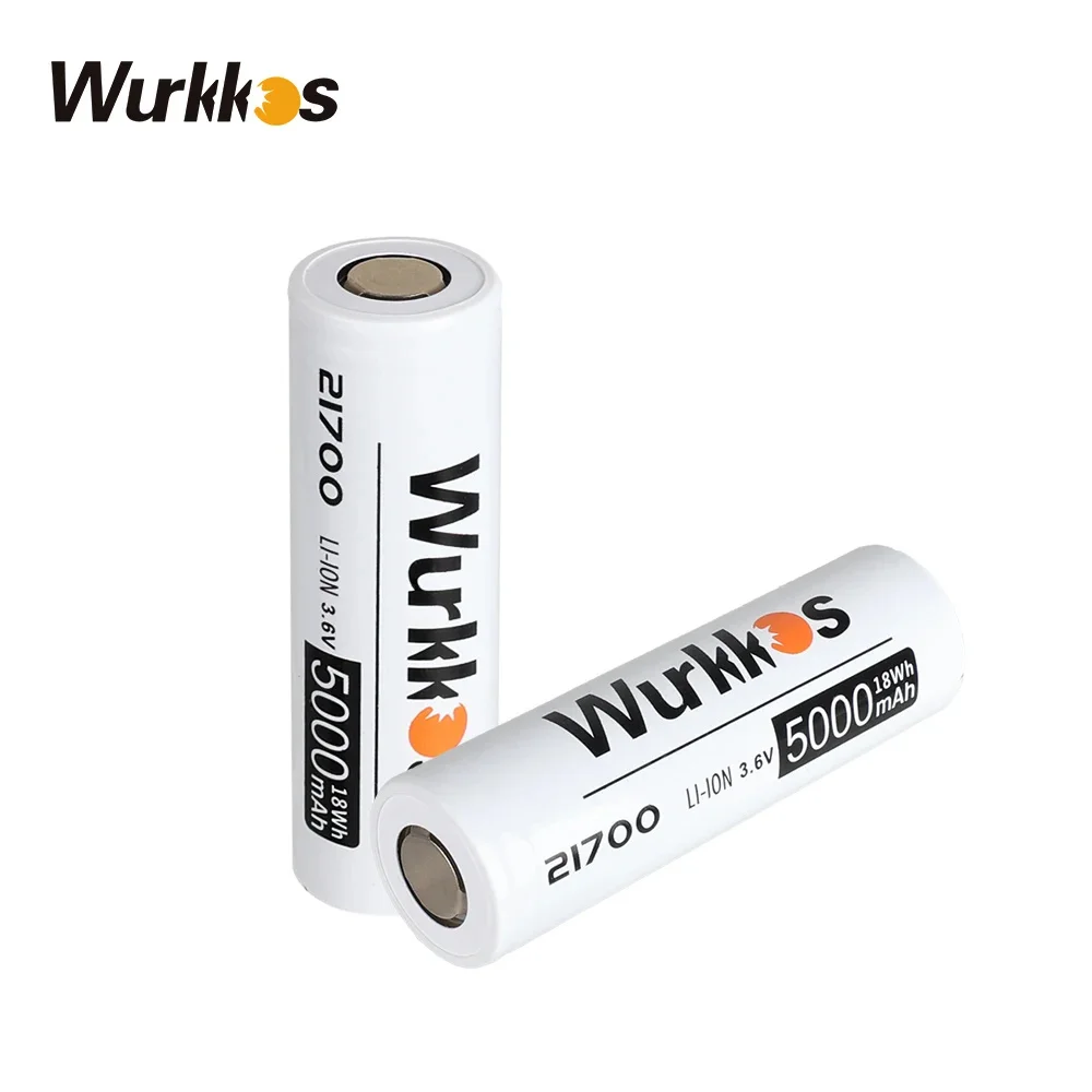 Wurkkos 3.7V 21700 Battery 5000mAh Rechargeable Power Batteries 3C Discharge 21700 HD Cell Lithium Battery Put in Flashlight