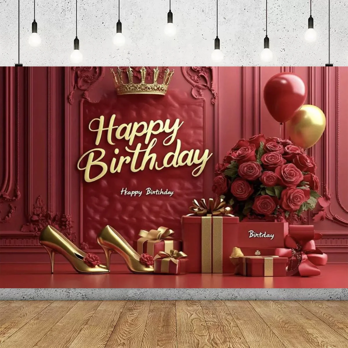 

Beautiful Crown And Rose Flower Balloon Party Decoration Backdrop Girl's Birthday Multi purpose Party Supplies Wall Decor Banner