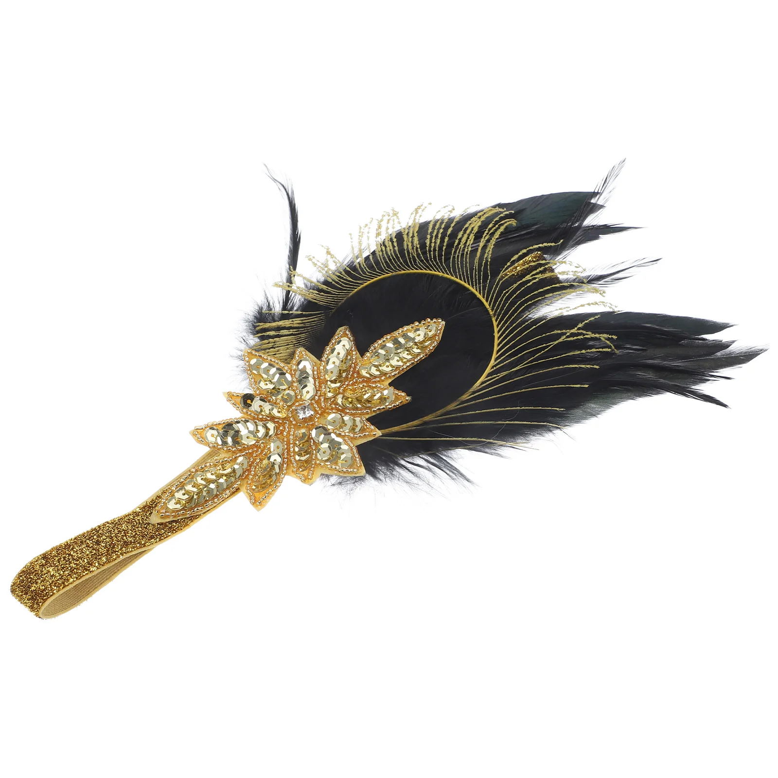 

1920S Headband for Women Flapper Style Faux Plume Embellished Headwear Retro Party Accessory Fancy Evening Wedding Ball Carnival