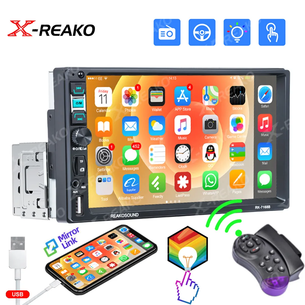 

X-REAKO 1 Din Car Radio 7 inch Audio Stereo Universal MP5 Player FM Aux Input Receiver Bluetooth 1din 7" Multimedia Mirrorlink