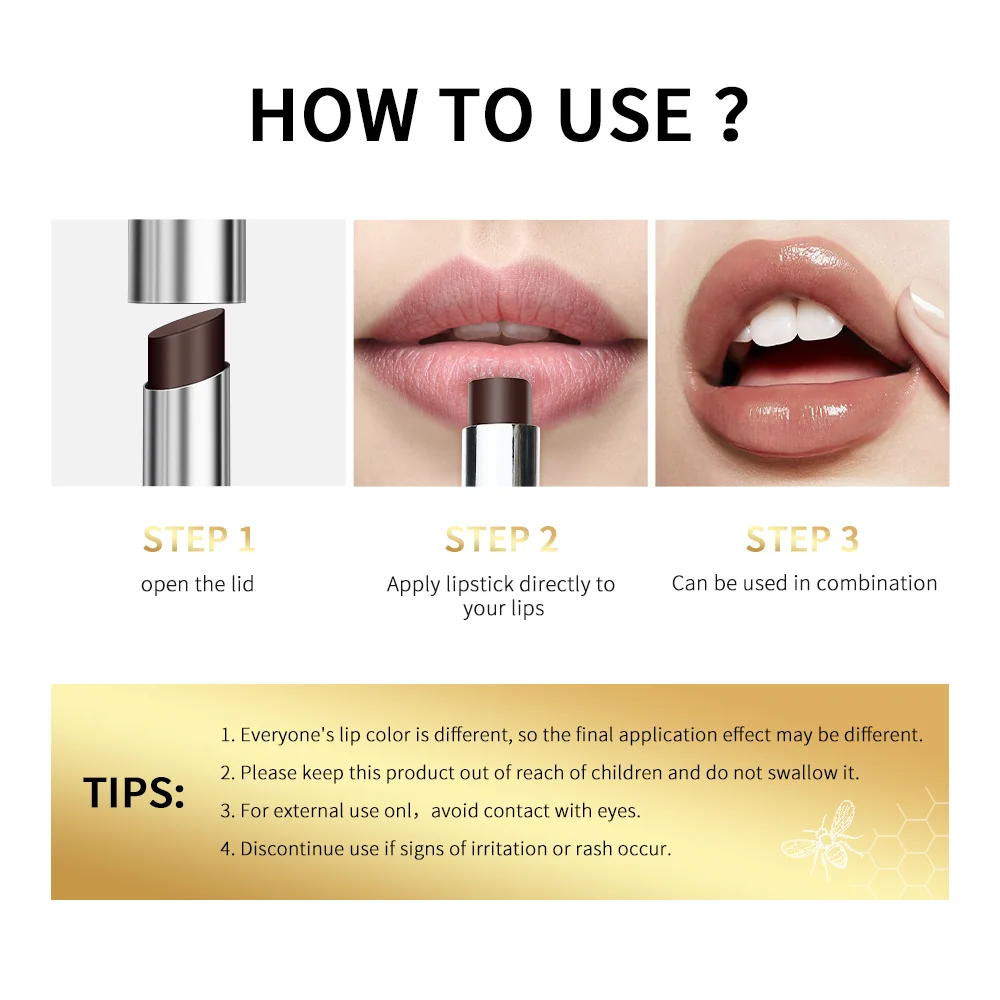 Batom de mel preto, hidratante de longa duração, natural, maquiagem labial, brilho labial, cosméticos esfoliantes para lábios