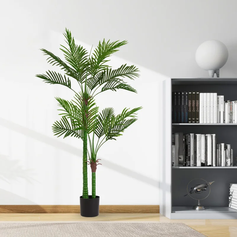 Artificial Golden Cane Palm Tree, 180cm Tall Faux Areca Palm Plant in Pot for Indoor or Outdoor Home and Office Decor, Adjustabl