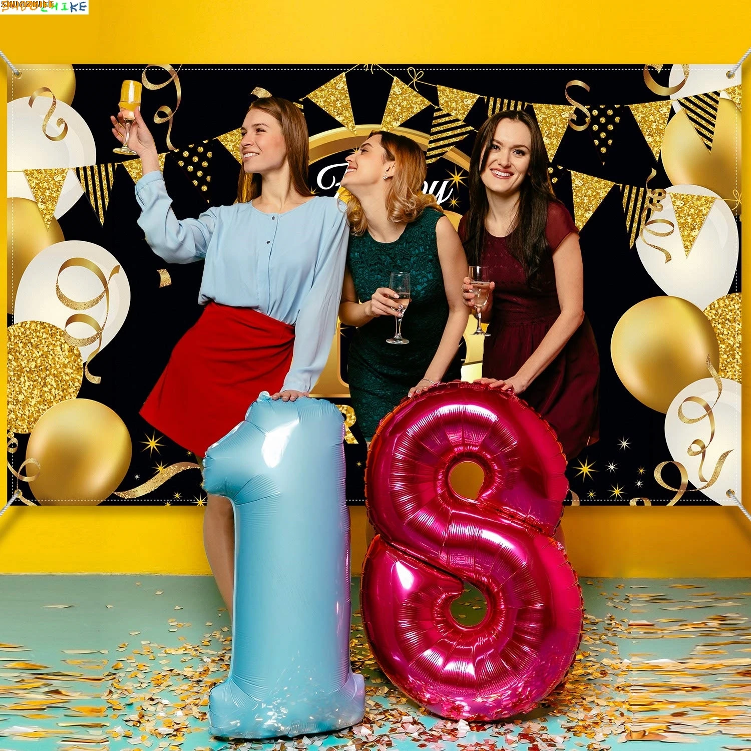 

Costumised 18th Birthday Photography Backdrops For Girls Party Sweet 18 Years Old Banner Bar Mitzvah Studio Background XC-01