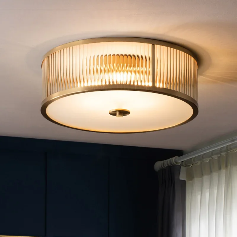 

Modern Luxury Round Seiko Pure Copper Ceiling Lamp for Bedroom Living Room Restaurant Ceiling Light Interior Lighting Luminaires