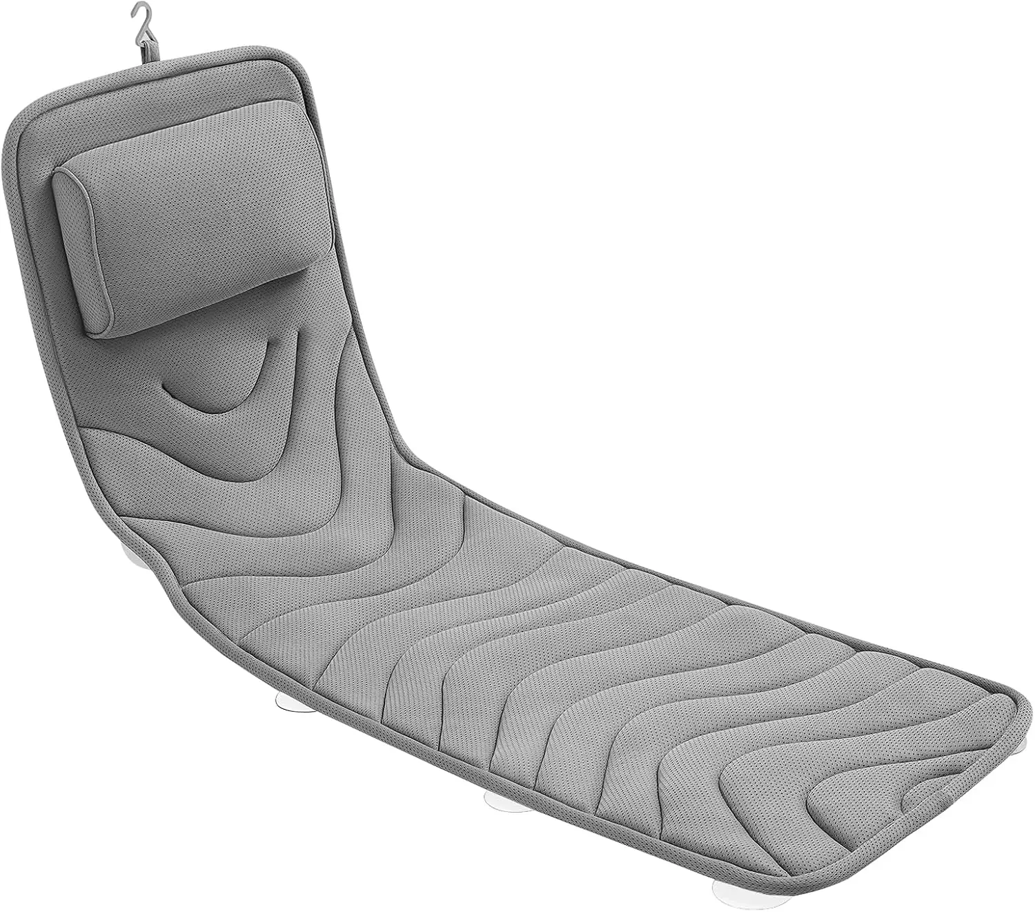 

Full Body Bath Pillow with Non-Slip Suction, Quick-Dry Mesh for Head and Back Support in Grey