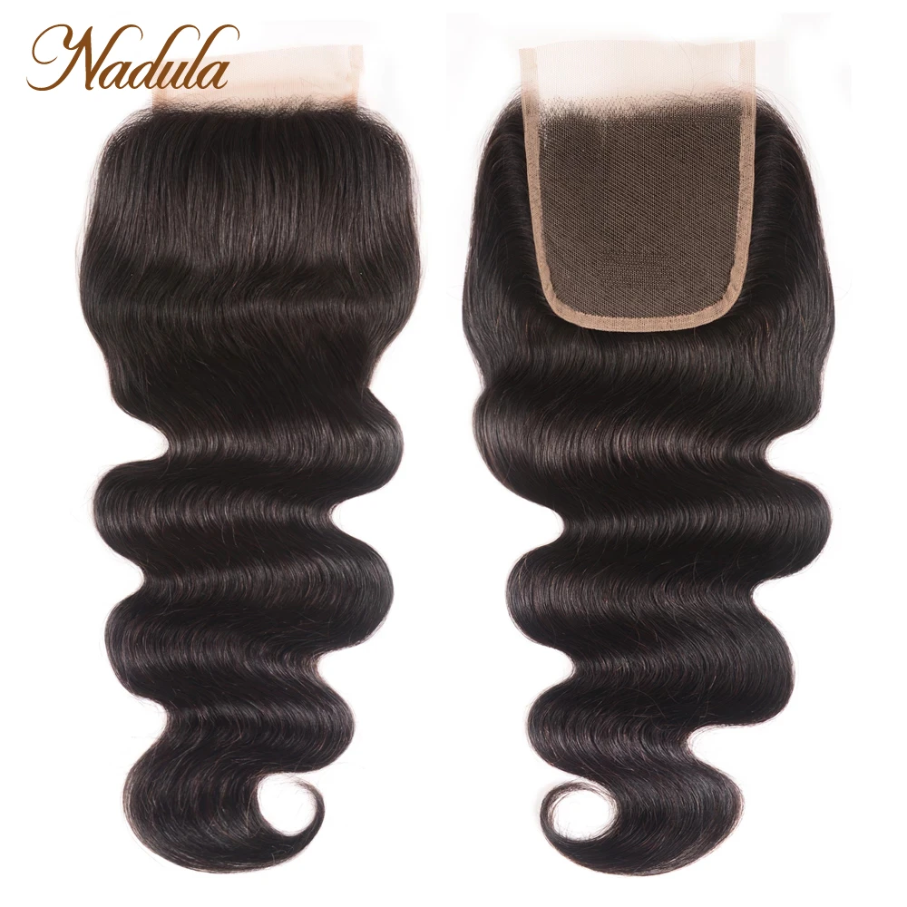 Nadula Hair With Babyhair Free Part Brazilian Body Wave Hair Closure 100% Human Hair Remy Hair Swiss Lace Closure 14-20inch