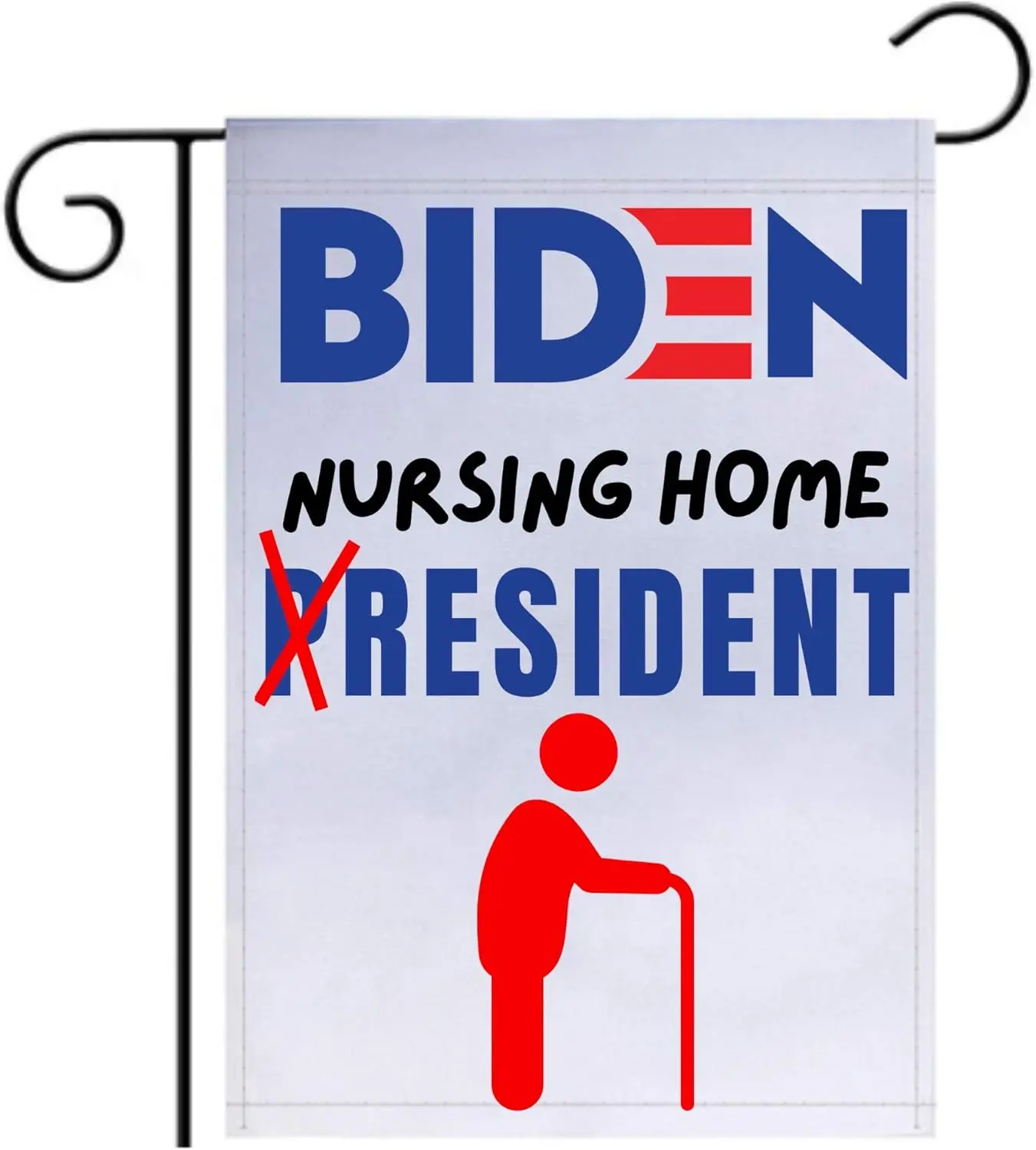 Pesky Patriot Joe Biden Nursing Home Resident Garden Flag | Funny Anti Biden 12x18 Double-Sided Flag Banner for Lawn and Garden