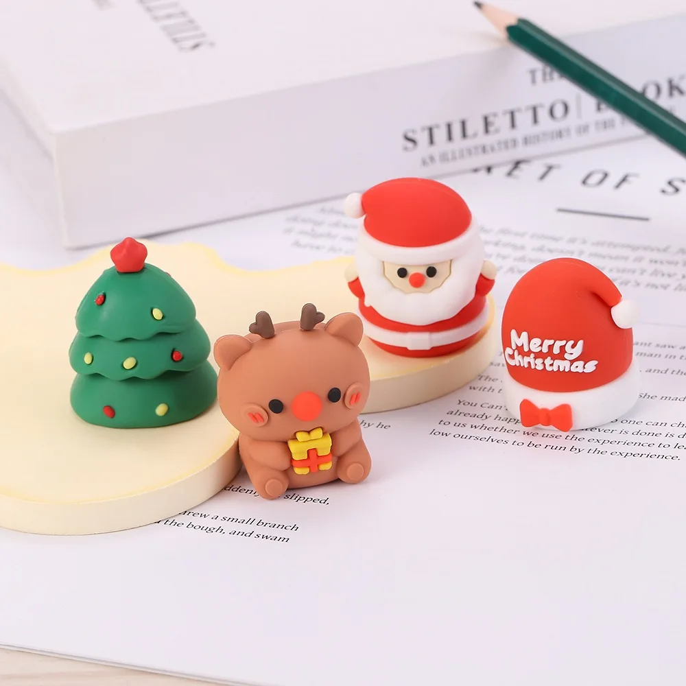 Christmas Pencil Sharpener Cute Santa Claus Pencil Cutting Tools Student Cartoon Stationery Teacher Rewards Gift School Supplies