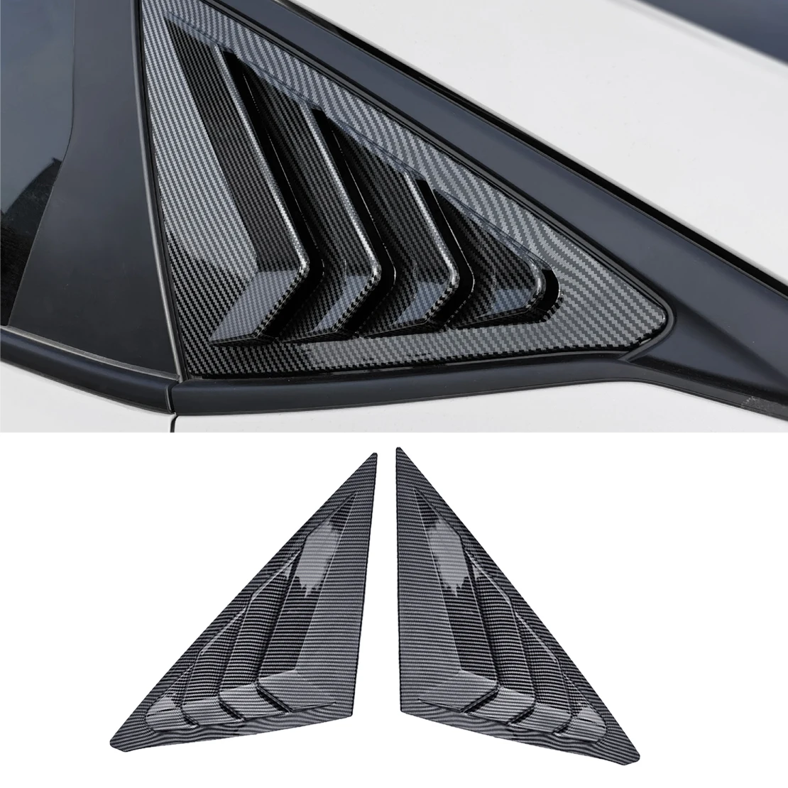 

1 Pair Left & Right Side Quarter Window Louver Shutter Cover Trim ABS Carbon Fiber Style Fit for Honda Civic Hatchback 2022-2023