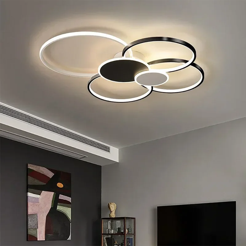 Imagem -02 - Moderna Luz de Teto Led para o Quarto Sala Estar Jantar Minimalista Circular Lâmpada do Teto Interior Lustre Controle Remoto