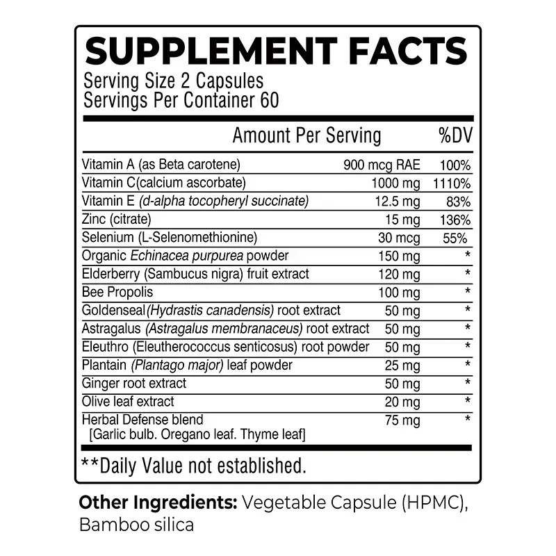 كبسولات تعزيز المناعة - مضادات الأكسدة، تعزز المناعة، تدعم صحة الجهاز التنفسي - مع فيتامين C والزنك والتوت