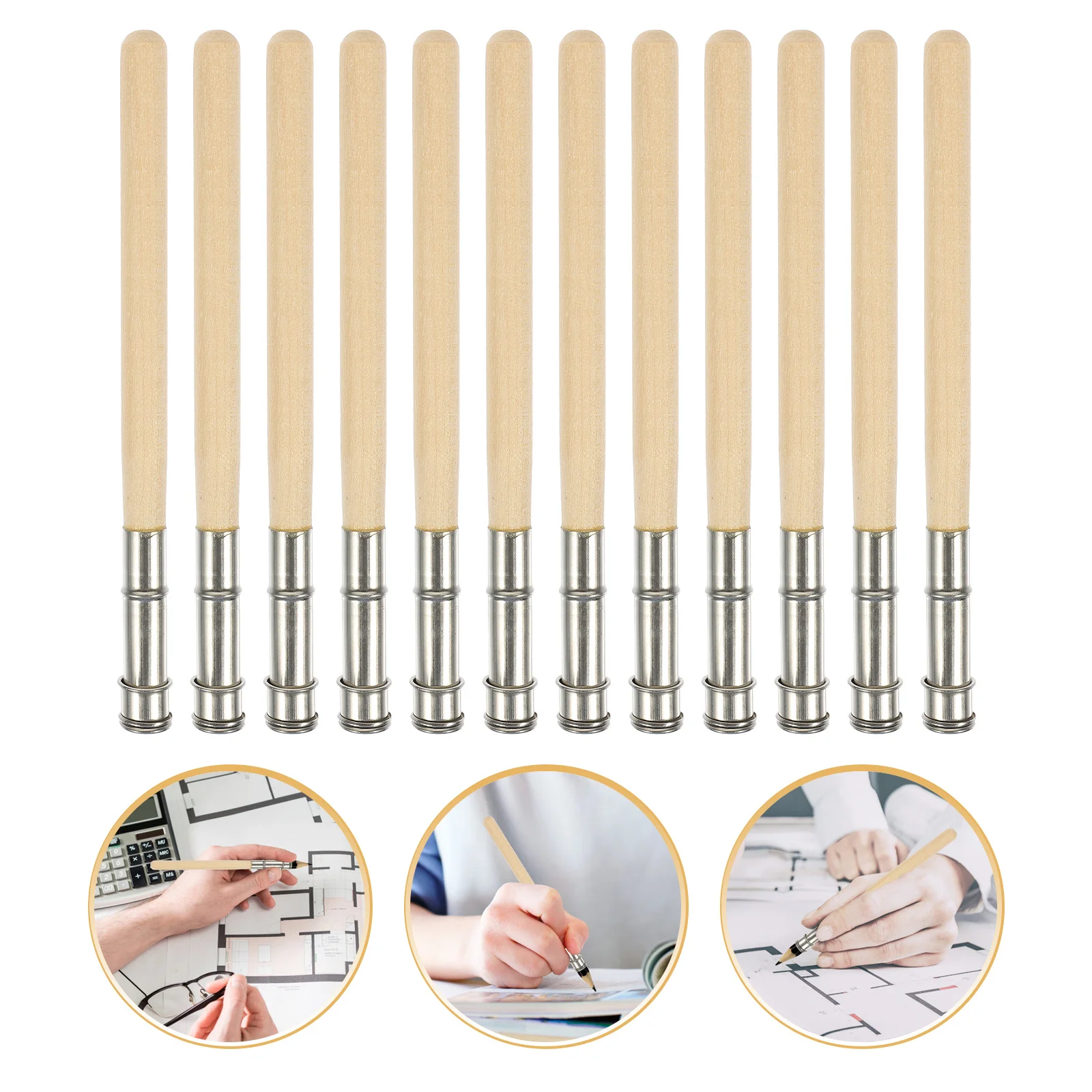 

12Pcs Pencil Extenders Heavy Duty Sketching Lengtheners Convenient Stationery Extensions for Artists Students on The Go