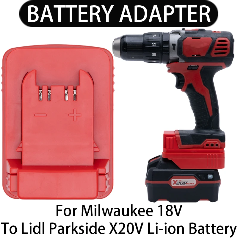 Адаптер-переходник для литий-ионного аккумулятора Milwaukee 18 В в адаптер-адаптер для литий-ионного аккумулятора Lidl Parkside X20V PAP 20 A1