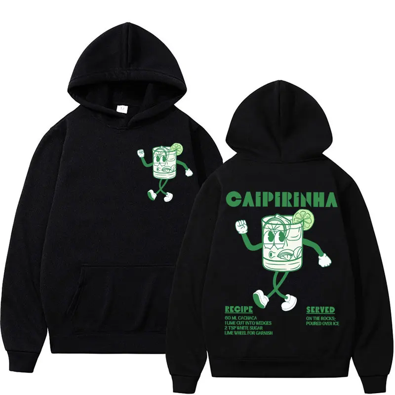 Funny CAIPIRINHA Retro Cartoon Hoodie Unisex Fashion Casual Pullovers Sweatshirts Men's Cocktail Meme Graphic Hoodies Streetwear