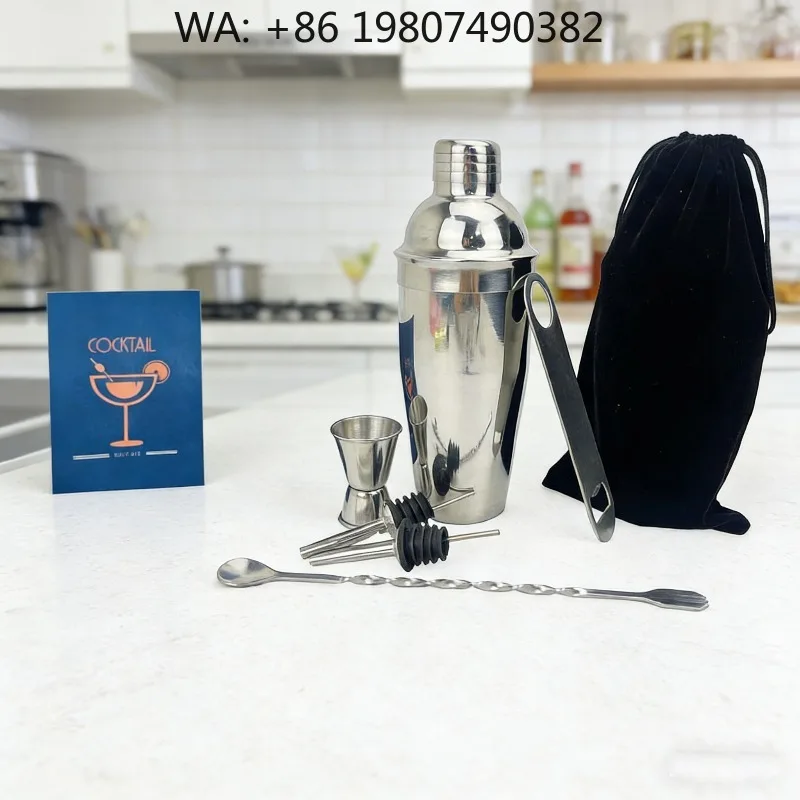 8 Pieces 25oz Martini Shaker Set, Stainless Steel Boston Cocktail Mixing Tools Muddler Jigger, Beginner Bar Bartender Kit For Pa