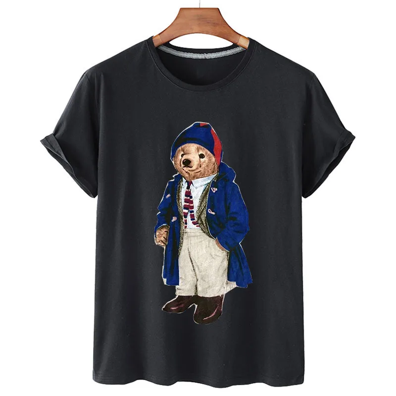 100% Cotton Hipster Bear T-shirts Summer 2022 T-shirts Women's Short Sleeve O-neck T-shirts Unisex Plus Size Women's T-shirts