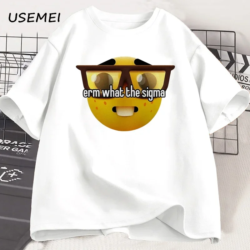 Erm What The Sigma Ironic T Shirt Weirdcore Nerd Tshirt Women Short Sleeve Graphic Tee Men Casual Round Neck Streetwear Tees