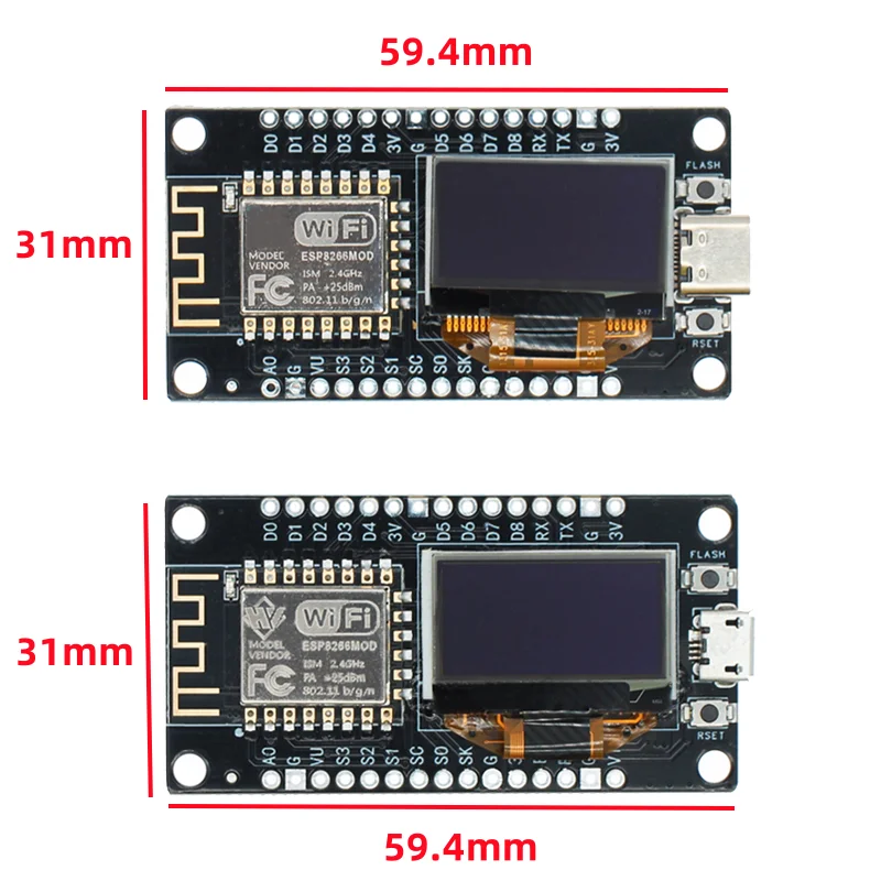 NodeMCU ESP8266 Development Board With 0.96 Inch OLED Display CH340G ESP-12F WiFi Module TYPE-C USB For Arduino/Micropython