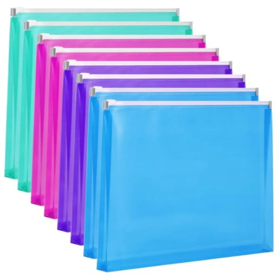 Buste in plastica da 8 pezzi Buste con cerniera in polietilene Buste in plastica espandibili con cerniera 9,8 x 12,8 Ihes 4 Colori assortiti f