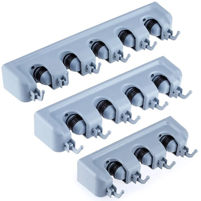

Mop and broom storage rack, 3/4/5 position multifunctional wall mounted utility rack, wall mounted rack for household items