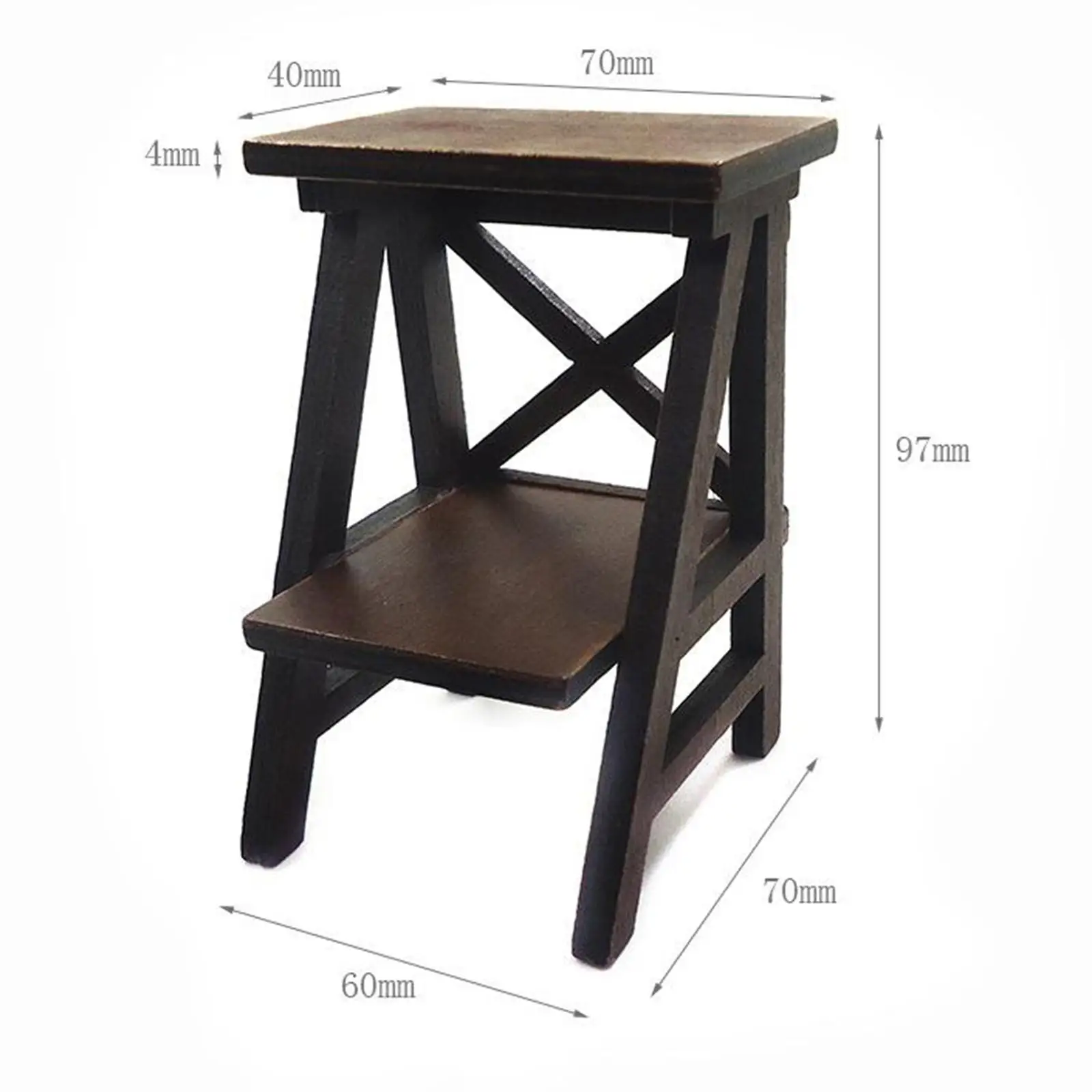 1:12 schaal poppenhuis miniatuur houten opslag zwart rek bloemenplanken meubilair