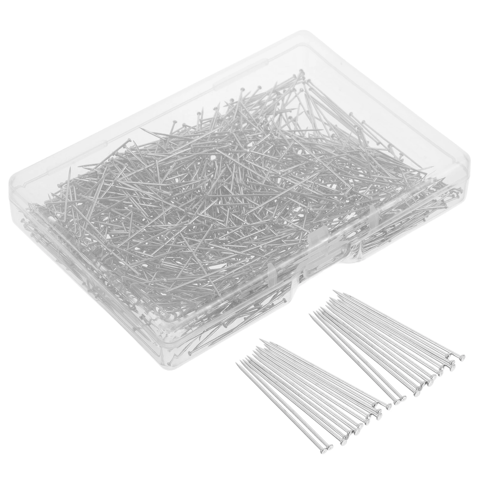 

Sewing Positioning Round Flat Button Head Pins for Crafting DIY Projects Silver Plastic Box Storage Multipurpose Wearresistant