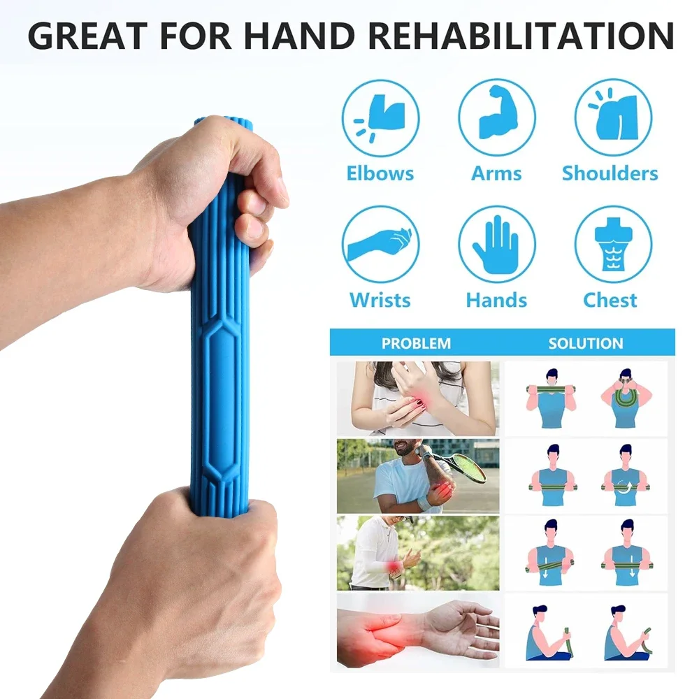 1Pcs Physical Therapy Flexible Twist Rod Hand Wrist Exerciser Bars Silicone Different Resistance Strength Training Tools