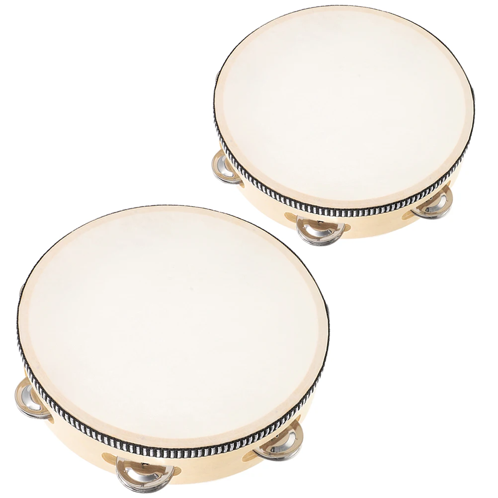 

2Pcs Tambourine H Drum Bell Set Durable Wood Stainless Steel Kids Musical Instrument Percussion Toys Party Prop
