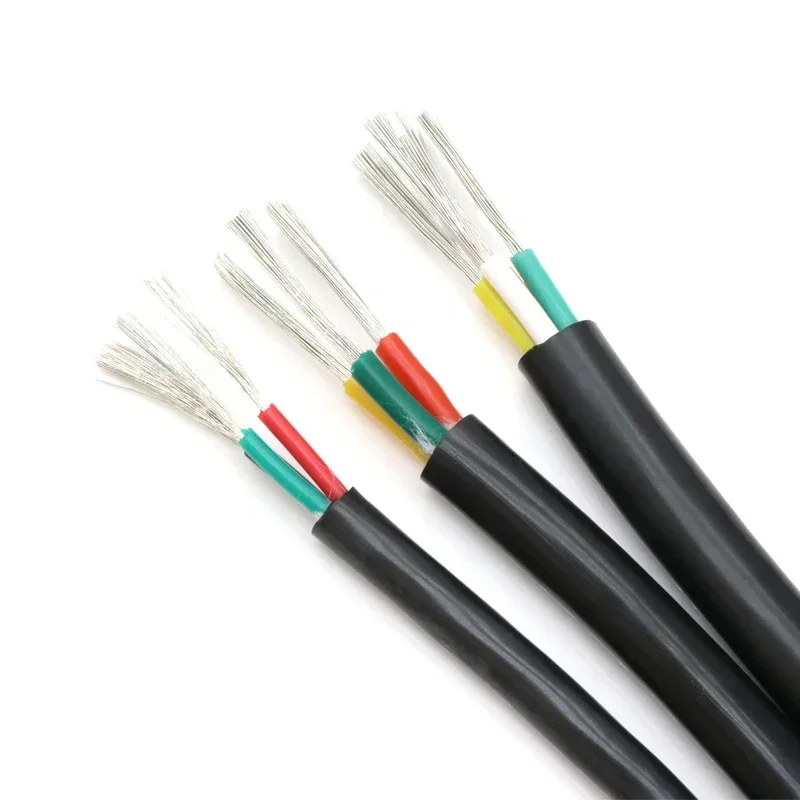 سلك سيليكون ناعم متعدد النواة مربع 0.3 مم ~ مربع 6 مم مقاوم للحرارة 2 3 4 6 النوى سلك طاقة كهربائي من السيليكون والنحاس المعلب #2