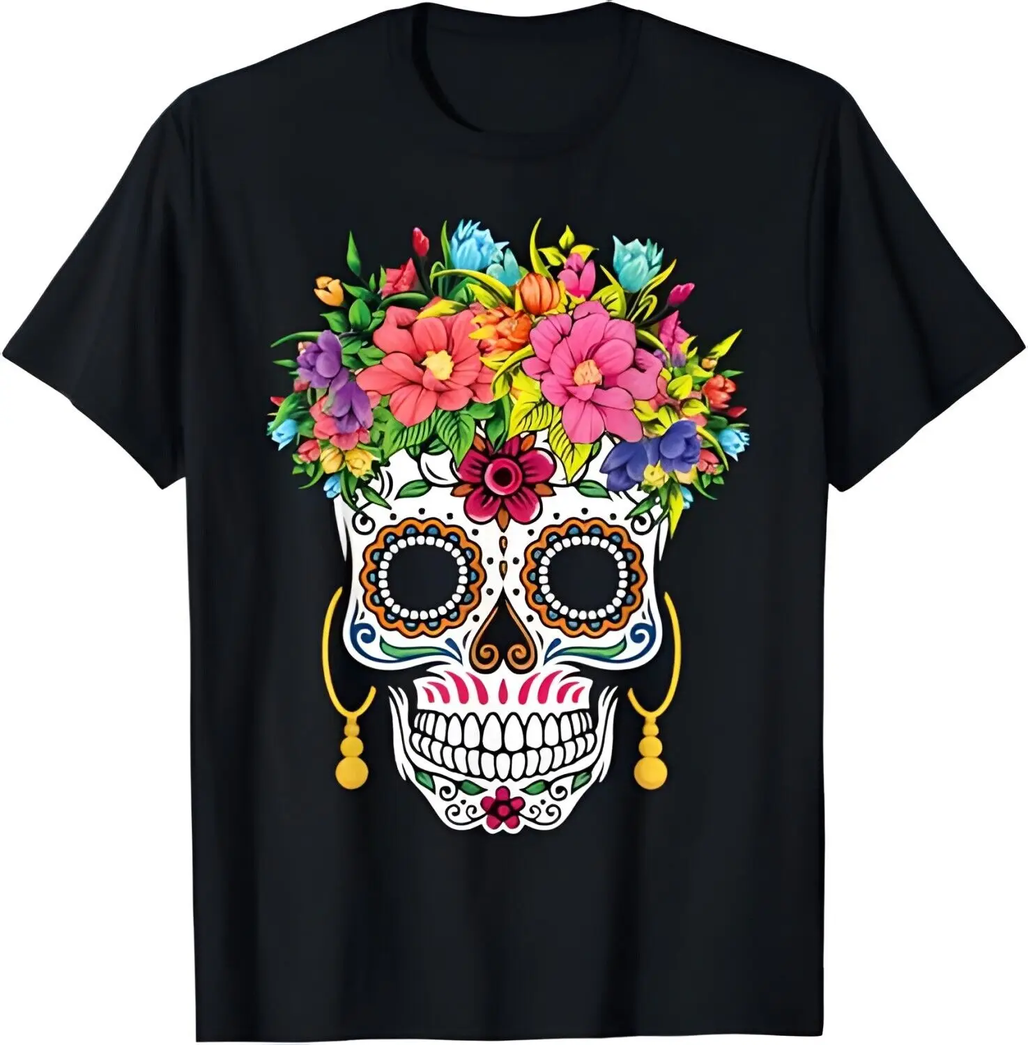 

Dia De Los Muertos Day Of The Dead Sugar Skull Halloween T-Shirt