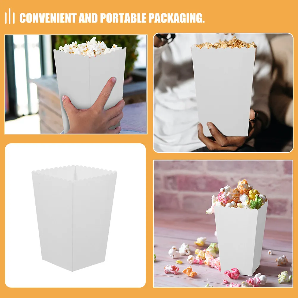 36Pcs Food Packaging Box Popcorn Boxes Bulk Minimalist Color Design Sturdy Popcorn Buckets for Party Decorations Fries Burgers