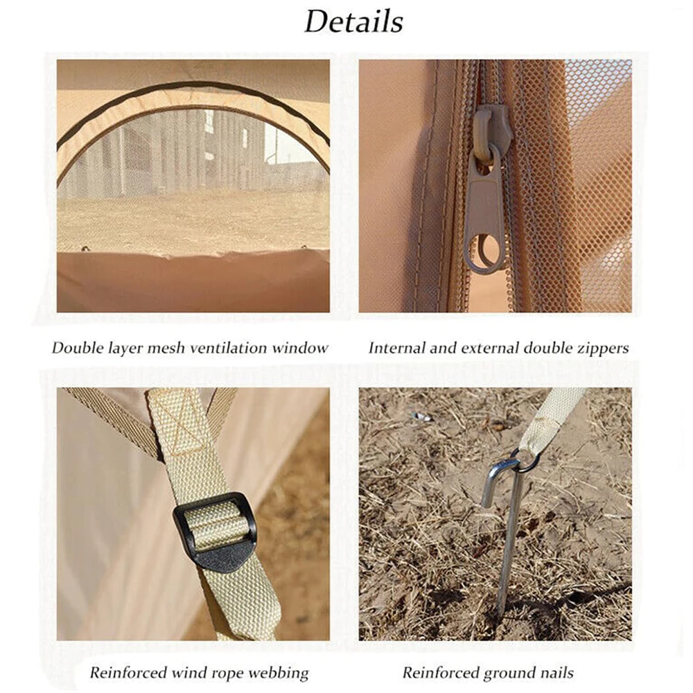 Inflatable Camping Tent 2-4 Person 4-Season Waterproof Oxford Fabric with Pump Stove Jack Camping