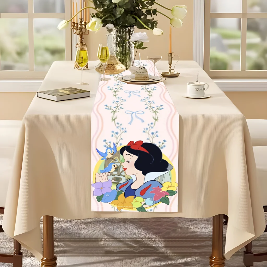 

Цельная прямоугольная дорожка для стола с рисунком Белоснежки Диснея, подходит для украшения ресторана, кафе, кухни и вечеринки