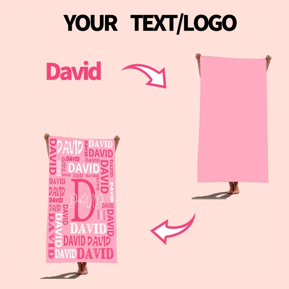 Custom Beach Towel,Custom Name Bath Towel - Super Absorbent,Quick-Dry Polyester,Ideal for Swimming,Camping & Travel-Modern Style