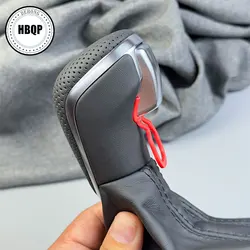 Black Carbon Fiber Wood Color Gear Shift Knob w/ Leather Boot Gaiter LHD AT AT ONLY For Audi A6 C7 2016 2017 2018
