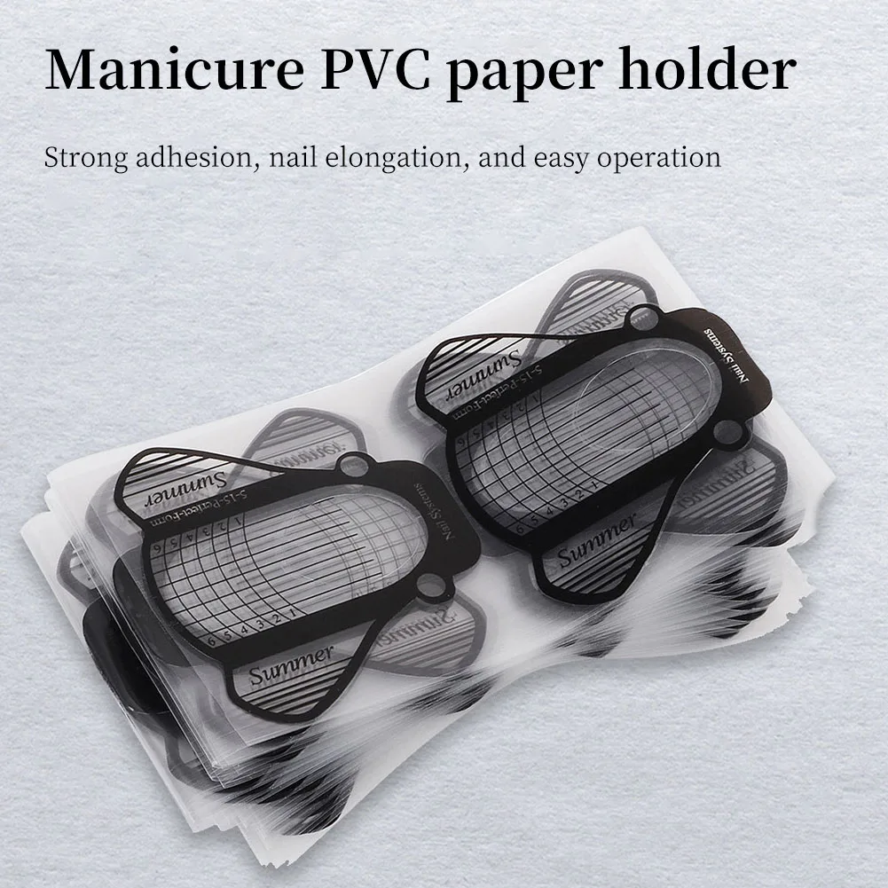 100pcs Plastic Paper Holder Nail Stencils Foldable Bee Shape Extension Film Beginners UV Self-Adhesive Stencils Nail Care Tool