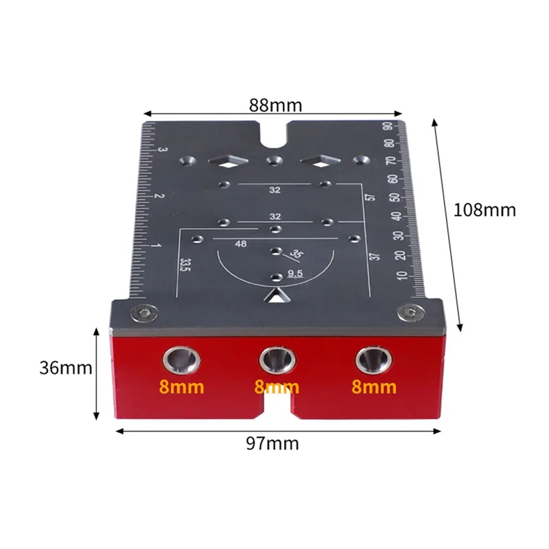 AEE6-35Mm Hinge Punching Locator Hinge Boring Jig With Inch Metric Scale Multi-Function Woodworking Drilling Locator