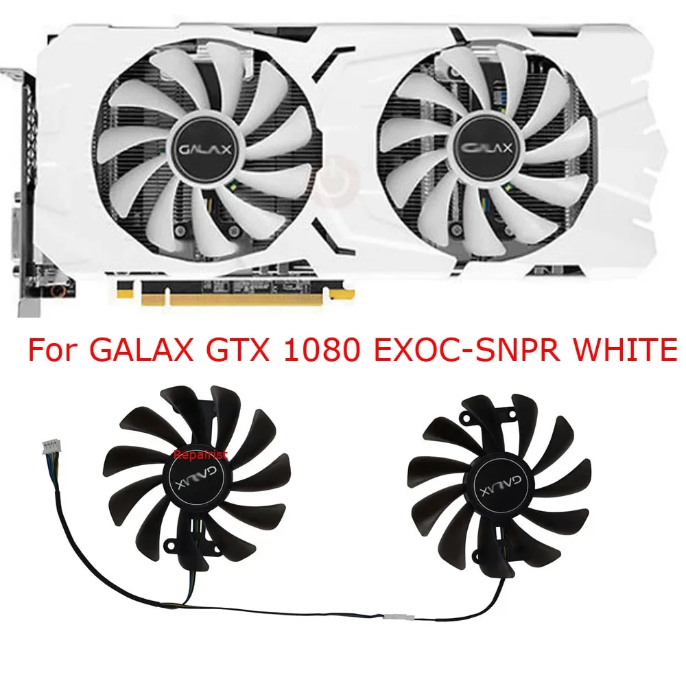 2ชิ้น/เซ็ต,พัดลมกราฟฟิคการ์ด,สำหรับ Galax GTX1070 general ทั่วไป,สำหรับ Galax GTX 1070 EXOC-SNPR white สีขาว,สำหรับ Galax GTX1080 EXOC-SNPR white สีขาว