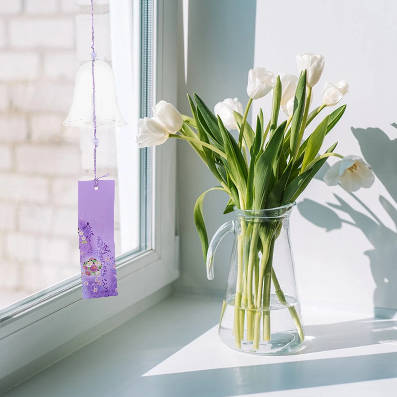 

Painted Wind Chimes Decor Glass Bell Pendant Balcony Hanging Ornament DIY Yard Decorative Art Outdoor Student