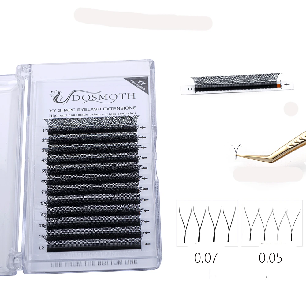 DOMSOTH  0.05/07D YY shaped upgrade Handmade high-end eyelash extensions Natural soft fan Fake eyelashes lashes