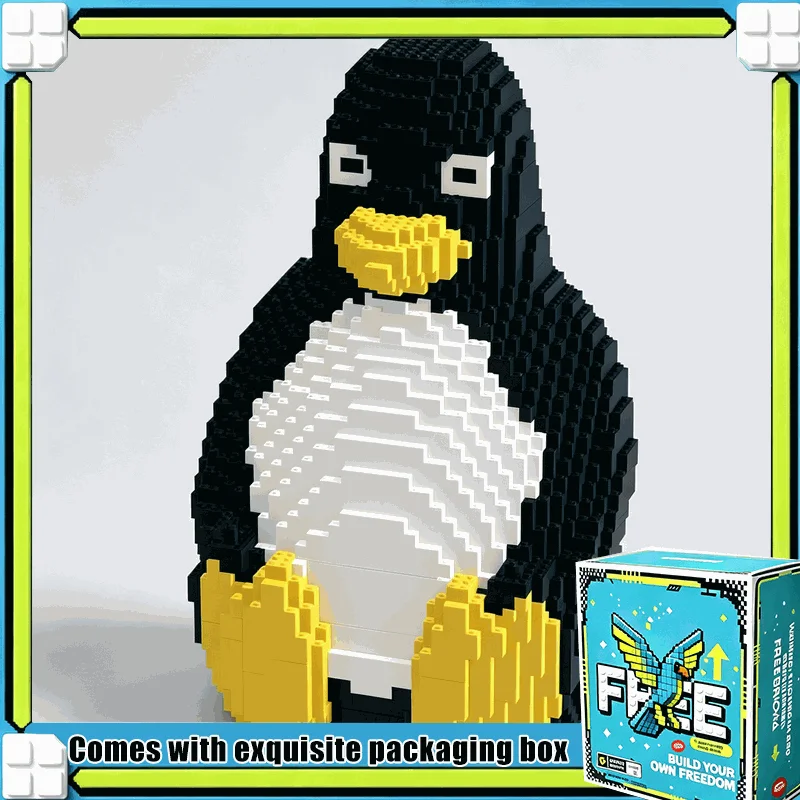 2984PCS Sitting Penguin Figure MOC Building Blocks Model Custom Puzzle Life Sized Animal DIY Creative Assembly Toy Gift