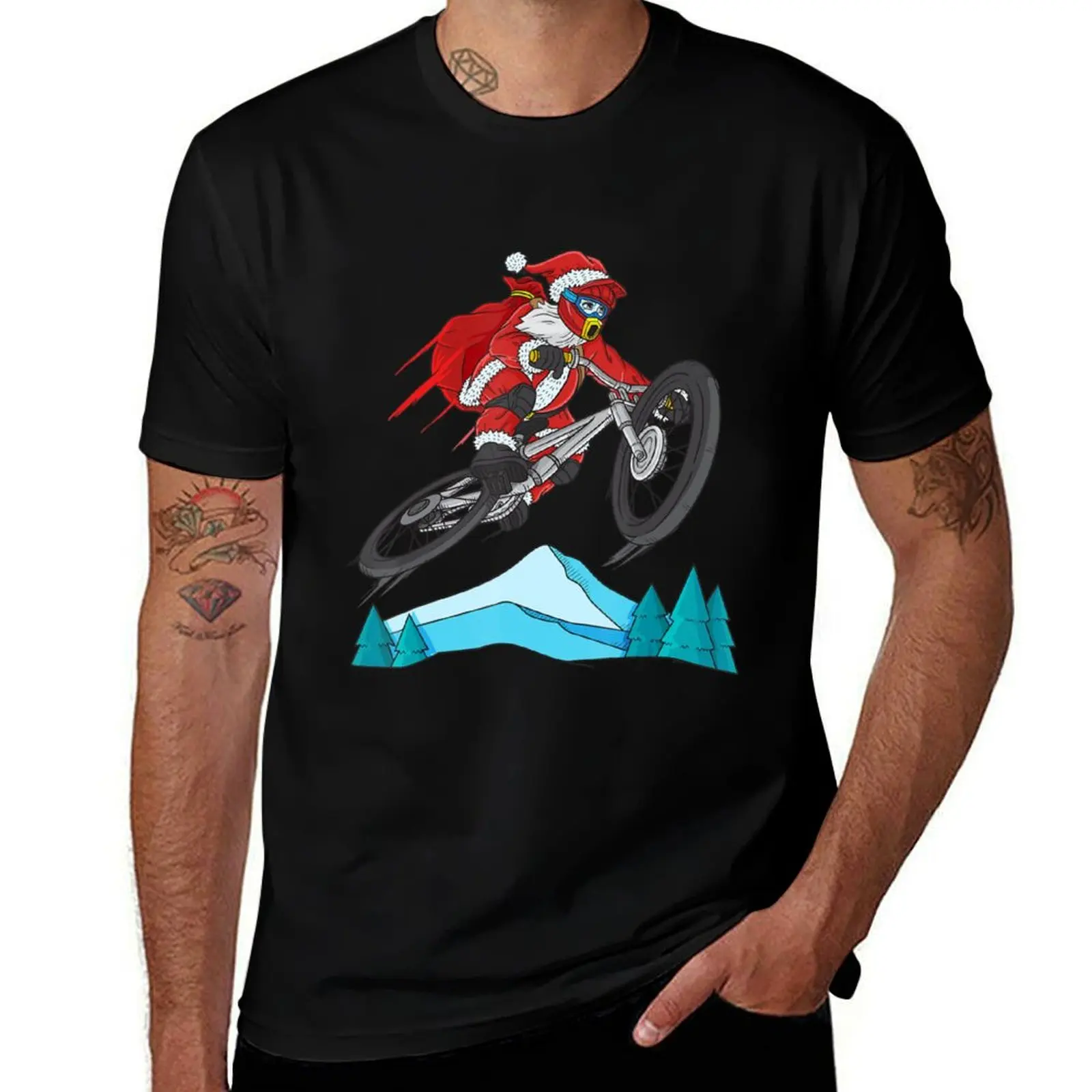 

Mountain Bike Santa Claus Mtb Bmx Christmas T-Shirt custom t shirt Man t-shirt fashion shirts Men's t-shirts