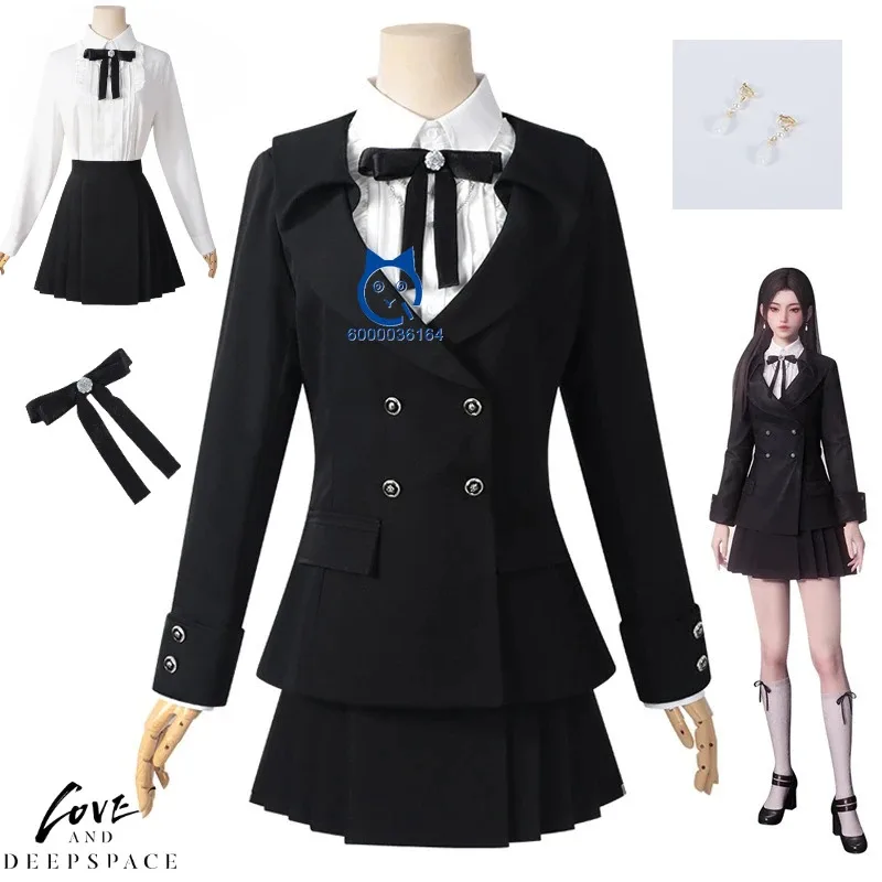 

Game Love and Deepspace Cosplay Fashion Anime Black Suit Skirt Set Uniform for Women Halloween Party Love Live Role-playing Suit