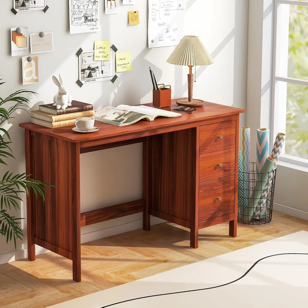 Modern Home Office Desk with 3 Drawers, Spacious Work Surface and Compact Design for Writing