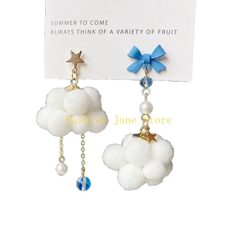 

N5KA Handmade Lightweight Simple Lovely White Clouds Dangle Drop Earrings Sets for Women Girls for Sky Cloud Weather Jewelry