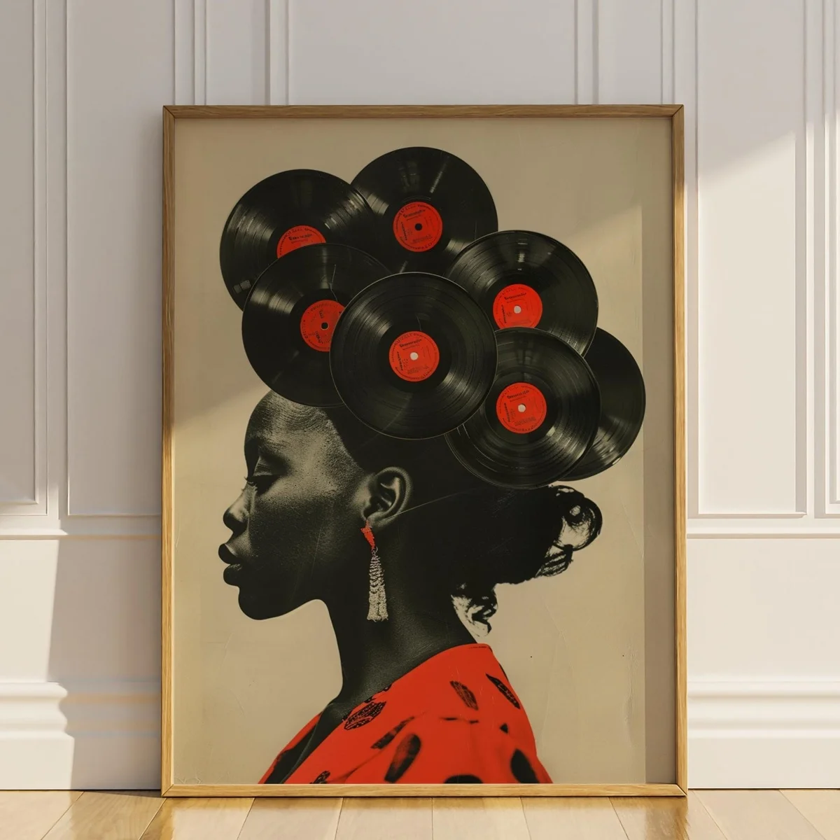 Vintage Vinyl Records Black Woman Canvas Prints Poster Retro Trendy DJ Music Art Prints Living Room Bedroom Wall Art Home Decor