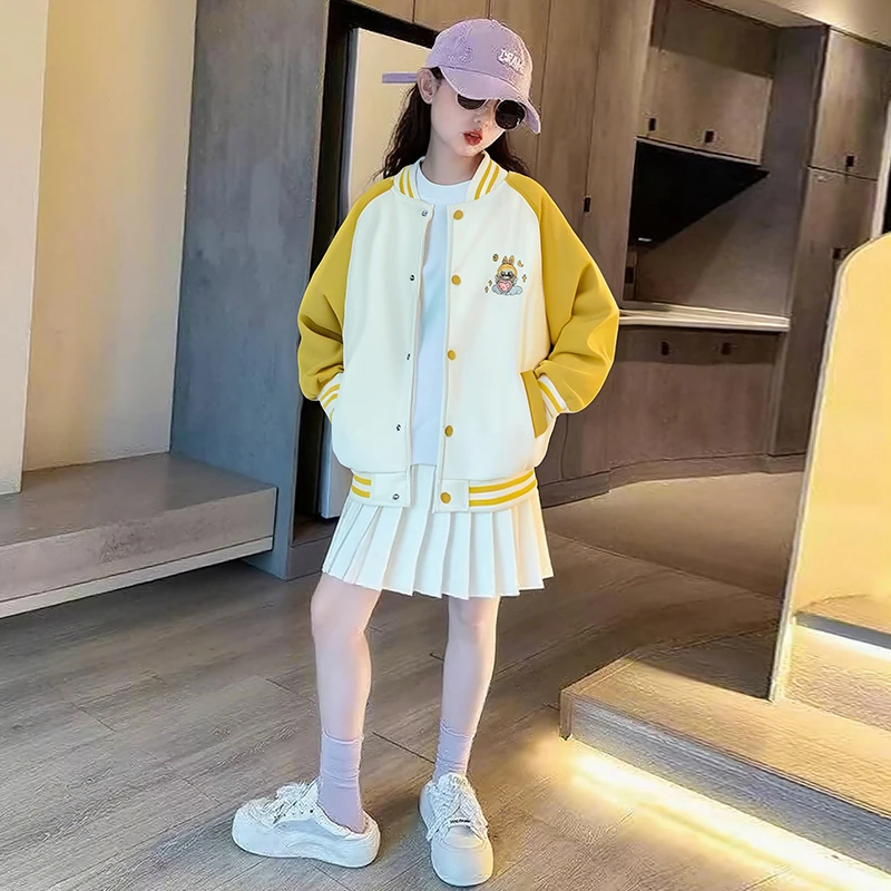 

Новая бейсбольная куртка с вышивкой для детей осенью 2024, зимняя куртка с длинными рукавами для девочек на хлопковой подкладке для школьных мальчиков